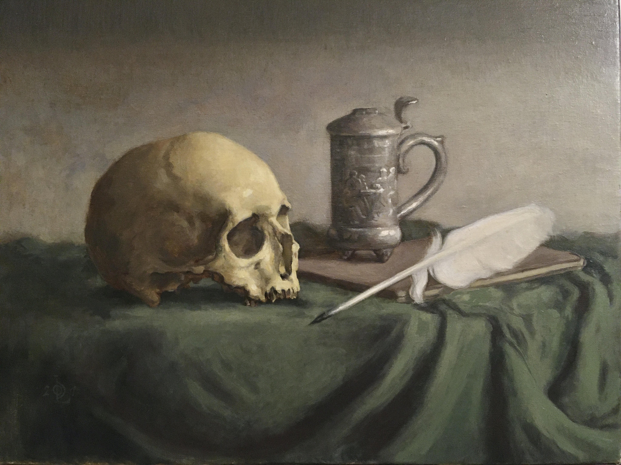 Vanitas med kranie og krus